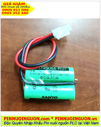 Sanyo 2CR17450SE-R (2 viên ghép đôi), Pin nuôi nguồn PLC Sanyo 2CR17450SE-R lithium 3v 4400mAh chính hãng /Xuất xứ Nhật